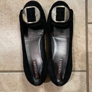 Prada Suede Silver Buckle